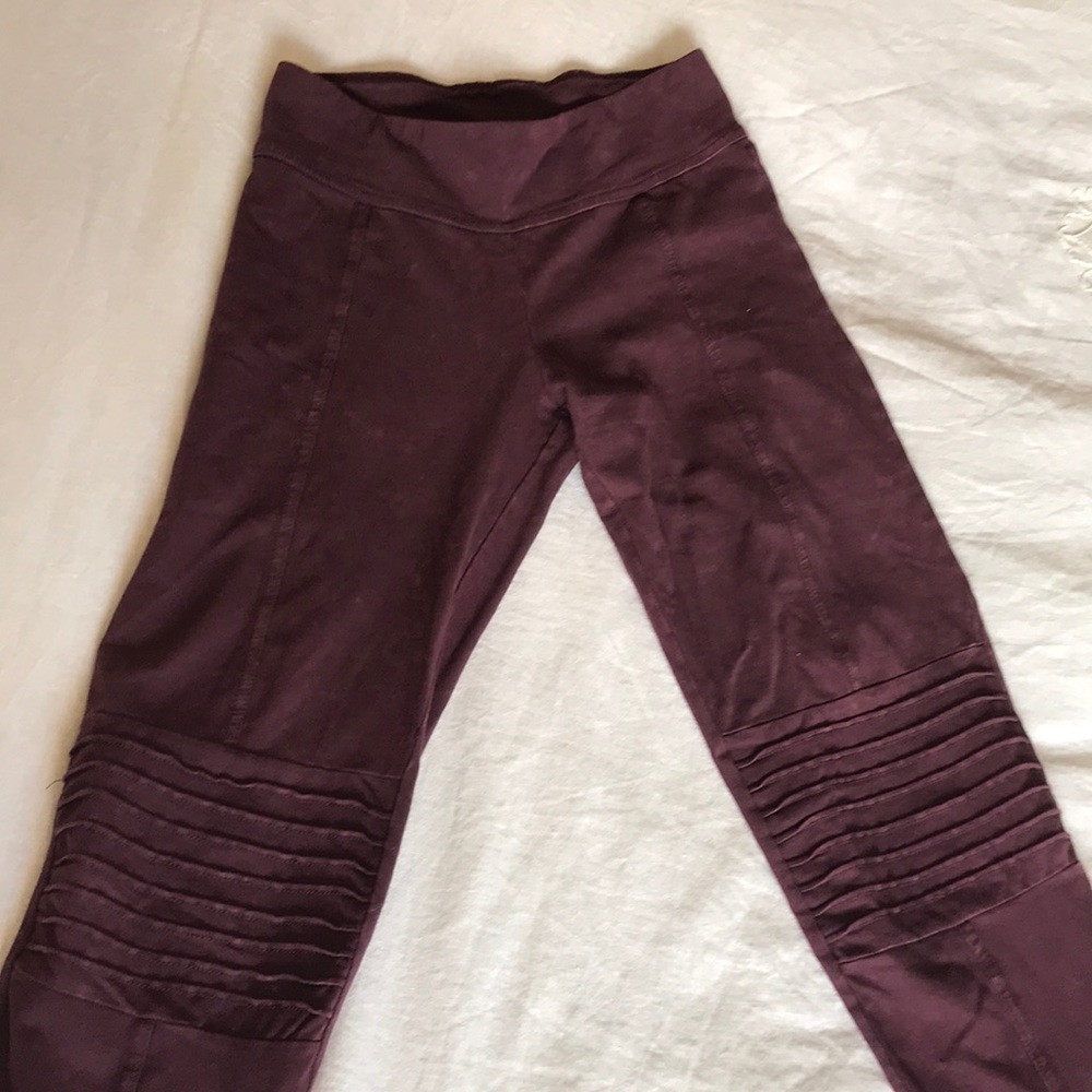 Burgundy Moto Leggings
